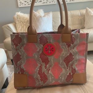 SOLD Tory Burch Snakeskin Ella Tote